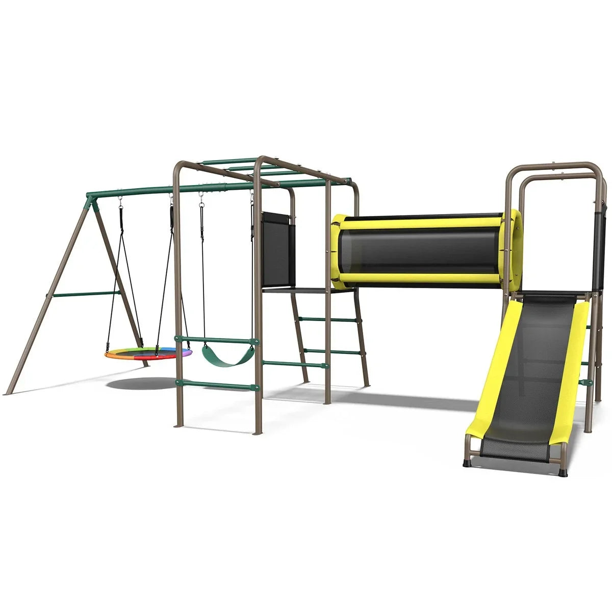 Klo Kick 6-in-1 Swing Set with Slide,Crawl Tunnel and Monkey Bars for Backyard, Playground for Kids Aged 3-12 - view 2