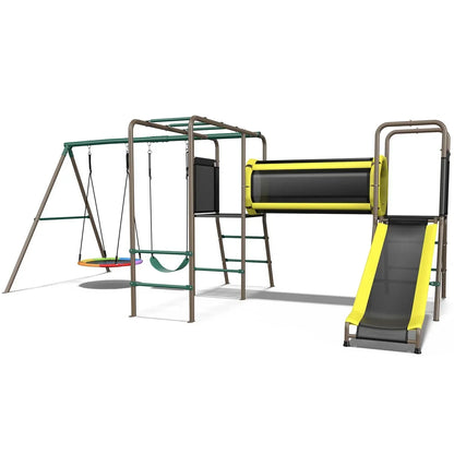 Klo Kick 6-in-1 Swing Set with Slide,Crawl Tunnel and Monkey Bars for Backyard, Playground for Kids Aged 3-12 - view 2