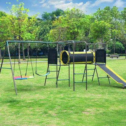 Klo Kick 6-in-1 Swing Set with Slide,Crawl Tunnel and Monkey Bars for Backyard, Playground for Kids Aged 3-12 - view 4