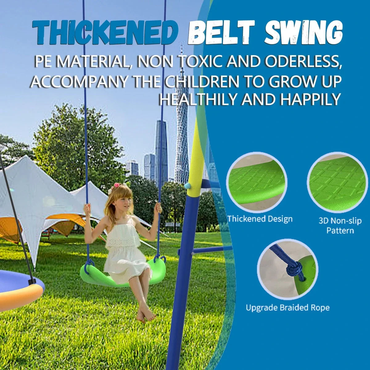 Sumij 8 in1 Swing Sets for Backyard with Kids Slide Outdoor Heavy-Duty Metal Playset for Kids 550lbs Swing Set with