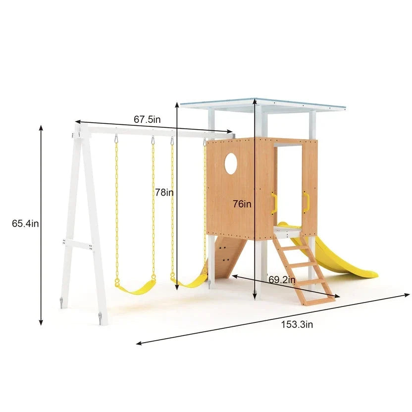Avenlur Forest Small Outdoor Toddler Swing Set Compact Wooden Swing Frame for Babies & Kids - view 9