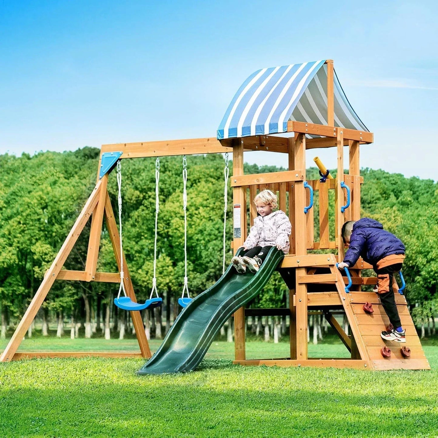 Robud Wooden Swing Sets for Backyard - Play Equipment