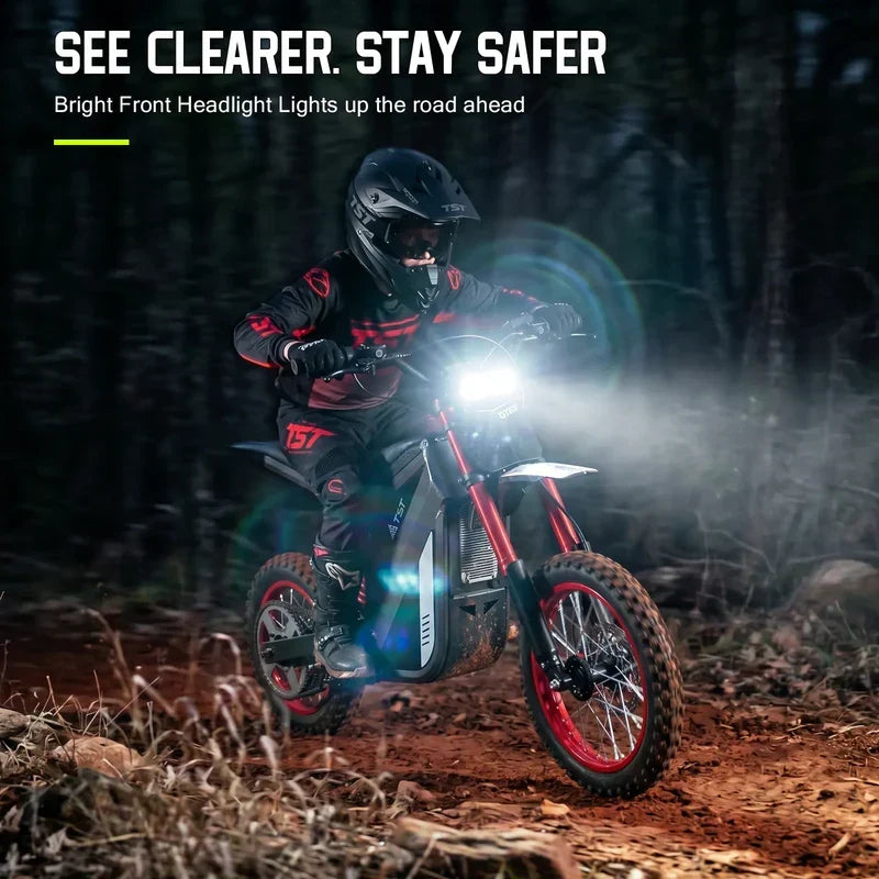 TST GT63 Electric Dirt Bike, 2400W Brushless Hub Motor, 45 MPH Top Speed, 48V 22.5Ah Battery with 50 Mile Range, 210Nm