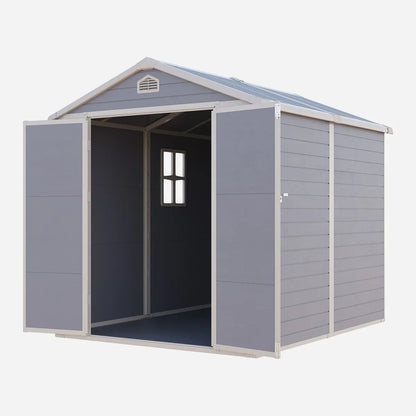 JoyDale 4x6 Ft Resin Outdoor Storage Shed With Built-in Ventilation & Lockable Door For Backyard