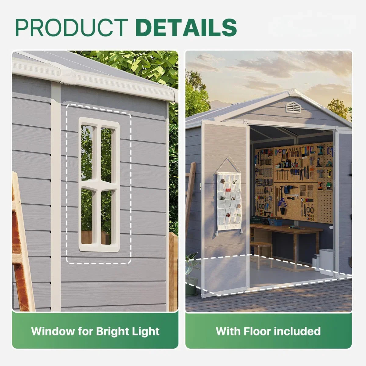 JoyDale 4x6 Ft Resin Outdoor Storage Shed With Built-in Ventilation & Lockable Door For Backyard - view 4
