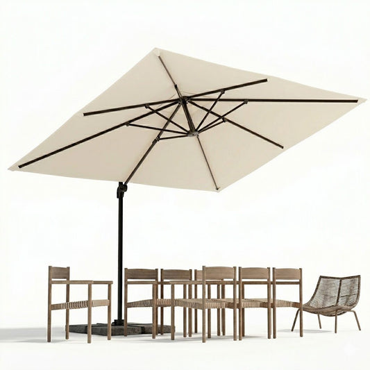 Arlmont & Co Shavonne Patio 11.5 ft x 9 ft Cantilever Umbrella with Crank Lift