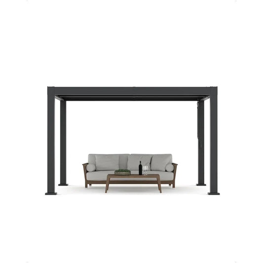 Enjyam Modern Louvered Pergola with Aluminum Frame, Adjustable Louvers & Integrated Drainage, Weather-Resistant Gazebo