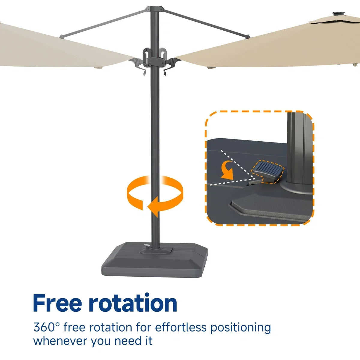 Latitude Run 11 ft Patio Cantilever Umbrella with Wind-Vent, 240g Solution-Dyed Fabric, Solar LED Lights and Weighted