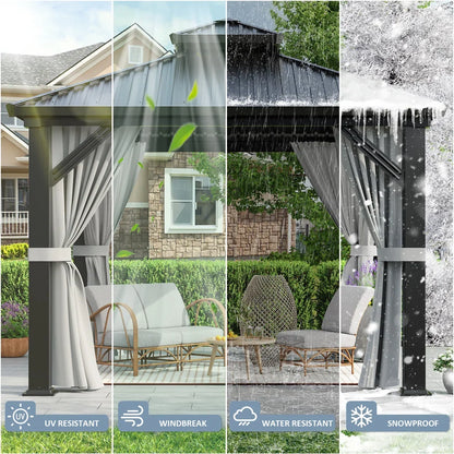 Polar Aurora 10 x 10 ft. Heavy-Duty Aluminum Frame Outdoor Gazebo with Double-Layer Galvanized Steel Roof, All-Weather