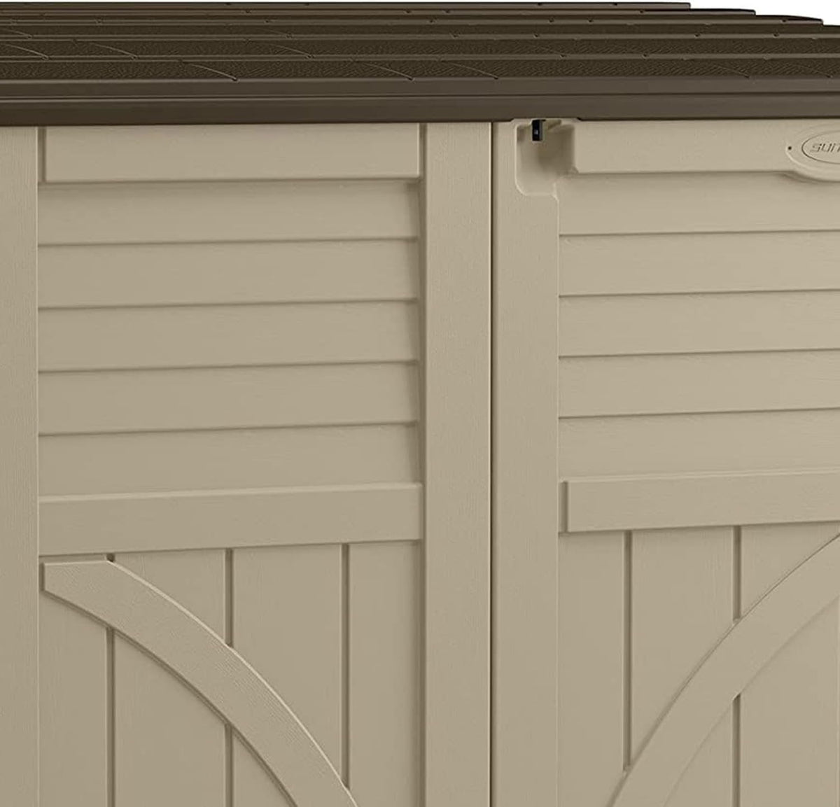 Suncast 34 Cu Ft Horizontal Resin Storage Shed - Outdoor Storage Shed with Floor Included, Lockable, Weatherproof, Fits