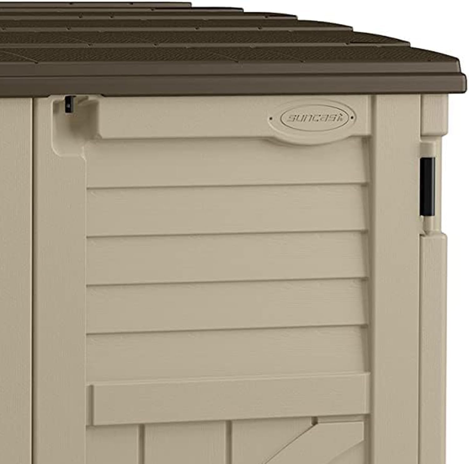 Suncast 34 Cu Ft Horizontal Resin Storage Shed - Outdoor Storage Shed with Floor Included, Lockable, Weatherproof, Fits
