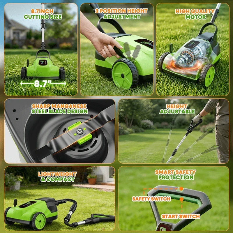 IToolMax 8.7-Inch Small Electric Lawn Mower for Yards & Gardens - view 4