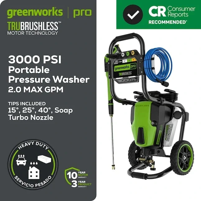 Greenworks 3000-PSI 2.0-GPM Cold Water Electric Pressure washer with 5 Spray Tips - view 7