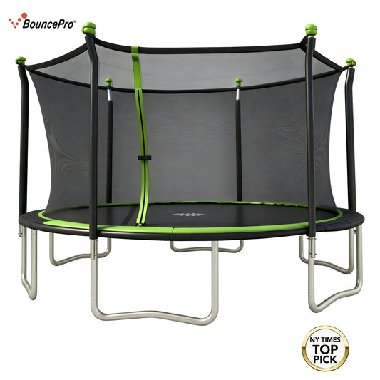 Sportspower BouncePro 14 ft Trampoline Meets ASTM Safety Standards, Heavy-Duty Rust-Resistant Steel Frame, UV-Resistant