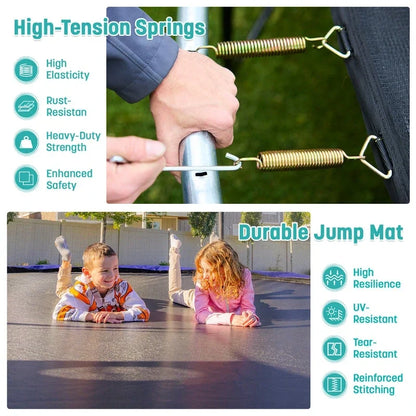 Skywalker Trampolines 15 ft x 15 ft Square Trampoline with Safety Enclosure Net - Blue Heavy-Duty Outdoor Trampoline