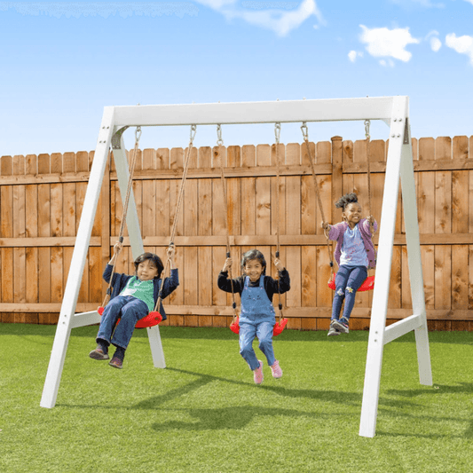 Sports power Vinyl-Covered Wood Swing Set - Classic & Durable for Outdoor Fun