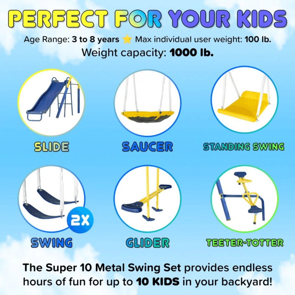 Sportspower Super 10 Metal Swing Set with Lifetime Warranty on Blow Molded Slide - view 2