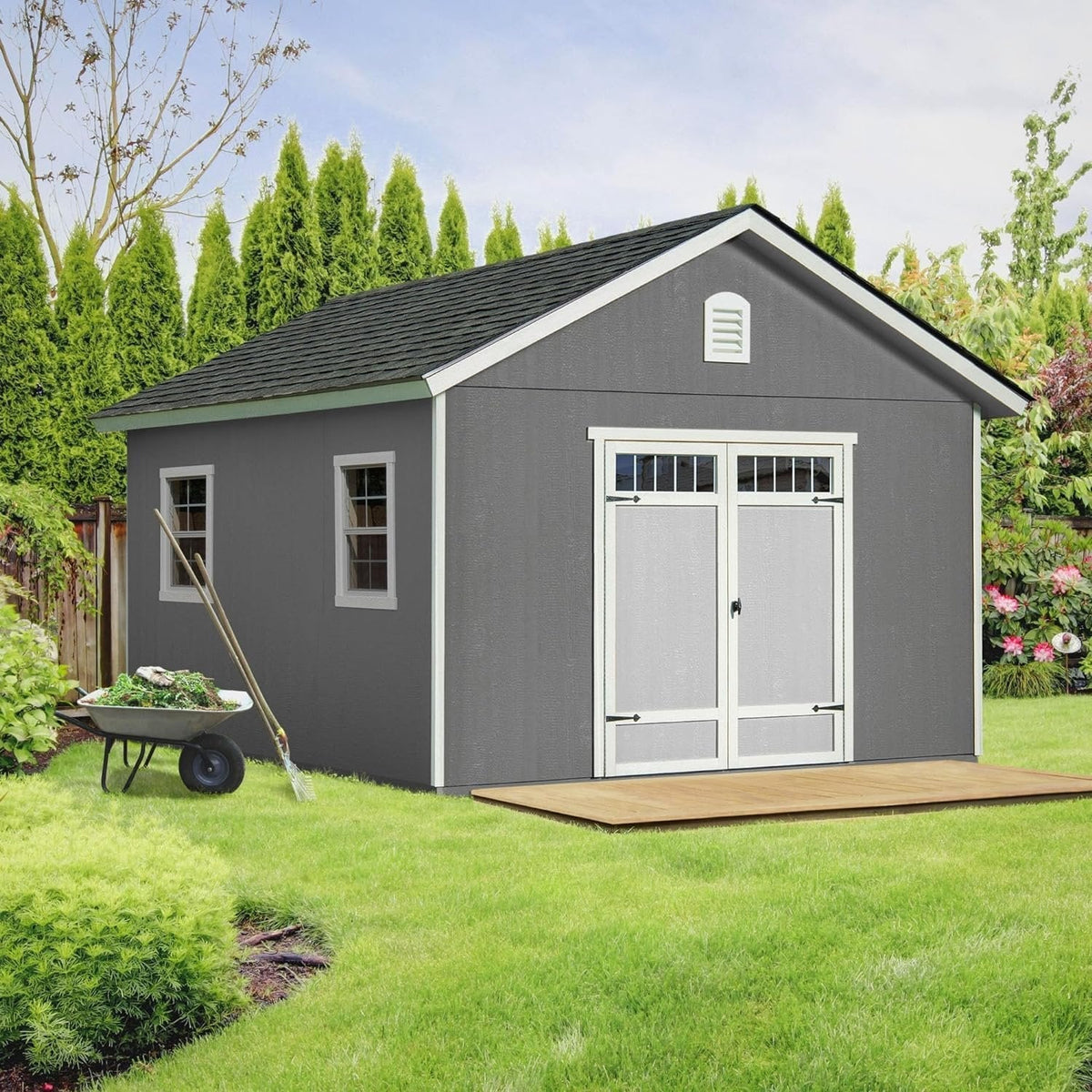 Handy Home Products Scarsdale 12x16 Do-it-Yourself Wooden Storage Shed with Floor - view 2