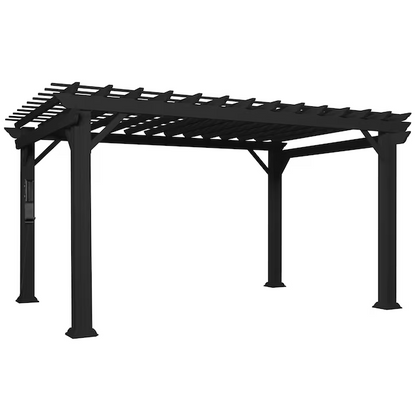 Stratford 16 Ft. X 12 Ft. Black Steel Traditional Pergola with Sail Shade Soft Canopy - view 9