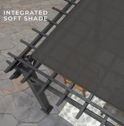 Stratford 16 Ft. X 12 Ft. Black Steel Traditional Pergola with Sail Shade Soft Canopy - view 5