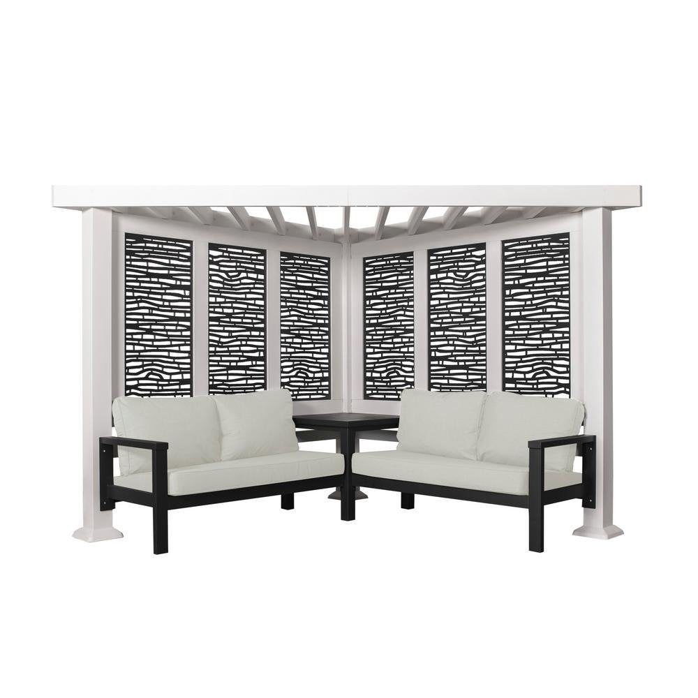 Ridgedale 8 Ft. X 8 Ft. White Steel Modern Cabana Pergola with Conversation Seating in Pumice - view 8