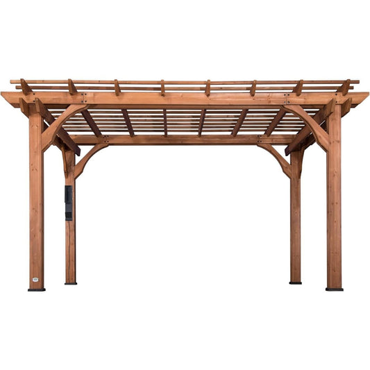 Backyard Discovery 14 ft x 10 ft Somerville Pergola W/ Electric - Dark Walnut DIY