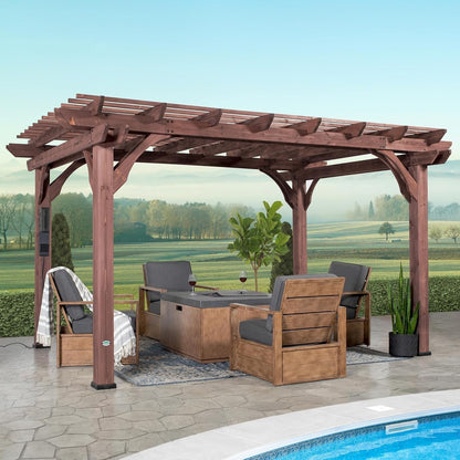 Backyard Discovery 14 ft x 10 ft Somerville Pergola W/ Electric - Dark Walnut DIY - view 2