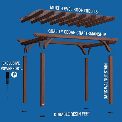 Backyard Discovery 14 ft x 10 ft Somerville Pergola W/ Electric - Dark Walnut DIY - view 4