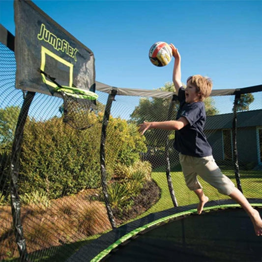JumpFlex Hero 15 Backyard Outdoor Trampoline for Kids with Net & Ladder