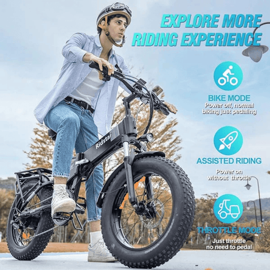 Folding Ebikes for Adults Ridstar 750W Motor 48V 14AH Removable Battery 20 X 4.0 Fat Tire Shimano 7-Speed 19.8MPH