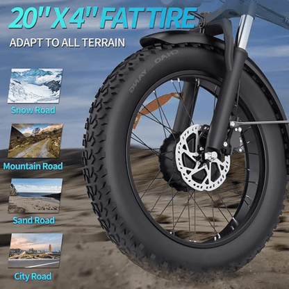 Folding Ebikes for Adults Ridstar 750W Motor 48V 14AH Removable Battery 20 X 4.0 Fat Tire Shimano 7-Speed 19.8MPH