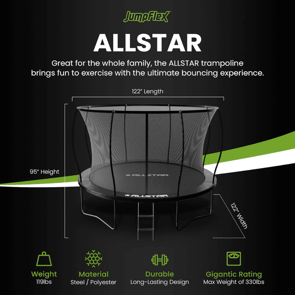 Allstar 10 Trampoline Outdoor Backyard Play Equipment with Net & Ladder - view 8