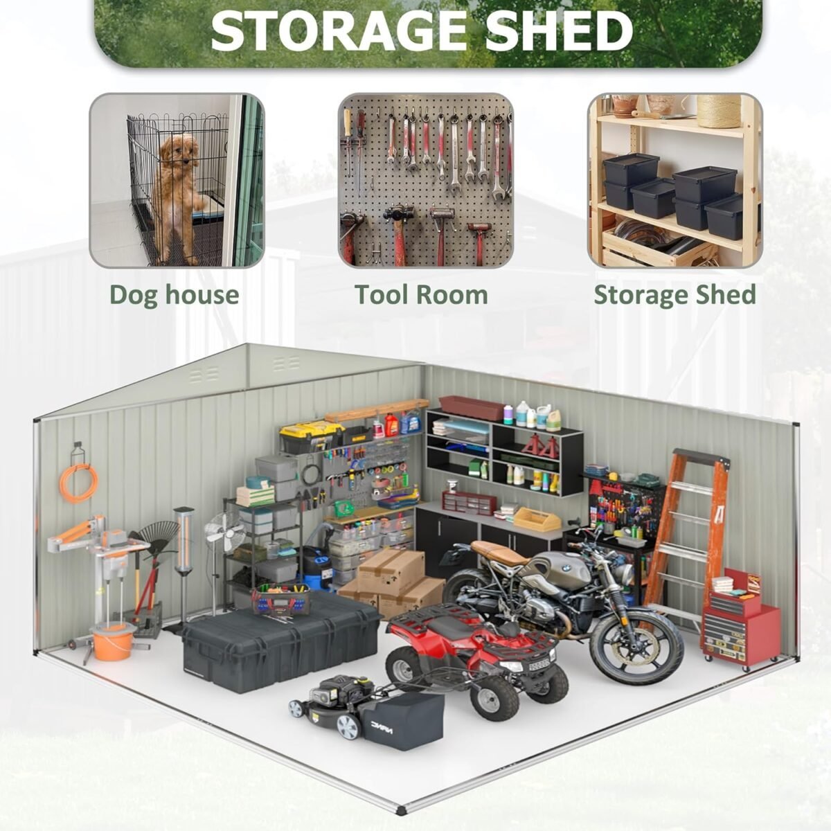 Patiowell 10 ft. W x 12 ft. D Size Upgrade Metal Storage Shed (119 sq. ft.) - view 6