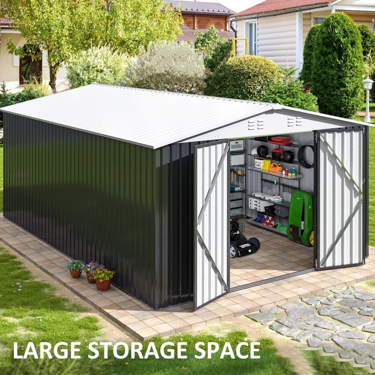 Patiowell 10 ft. W x 12 ft. D Size Upgrade Metal Storage Shed (119 sq. ft.) - view 8