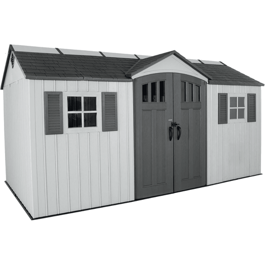 Lifetime 15 ft x 8 ft Dual Entry Outdoor Storage Shed, Gray
