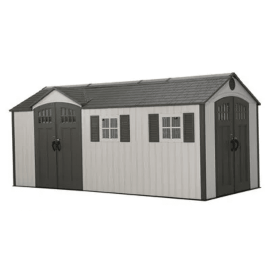 Lifetime 8 ft x 17.5 ft Outdoor Storage Shed Dual Entry, Tan
