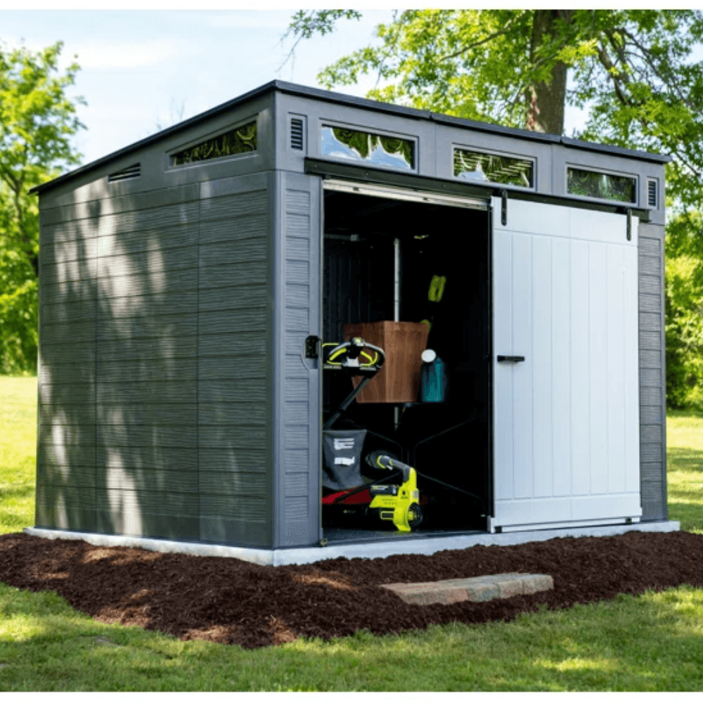 Modernist 10 ft. x 7 ft. Barn Door Storage Shed Suncast - view 8