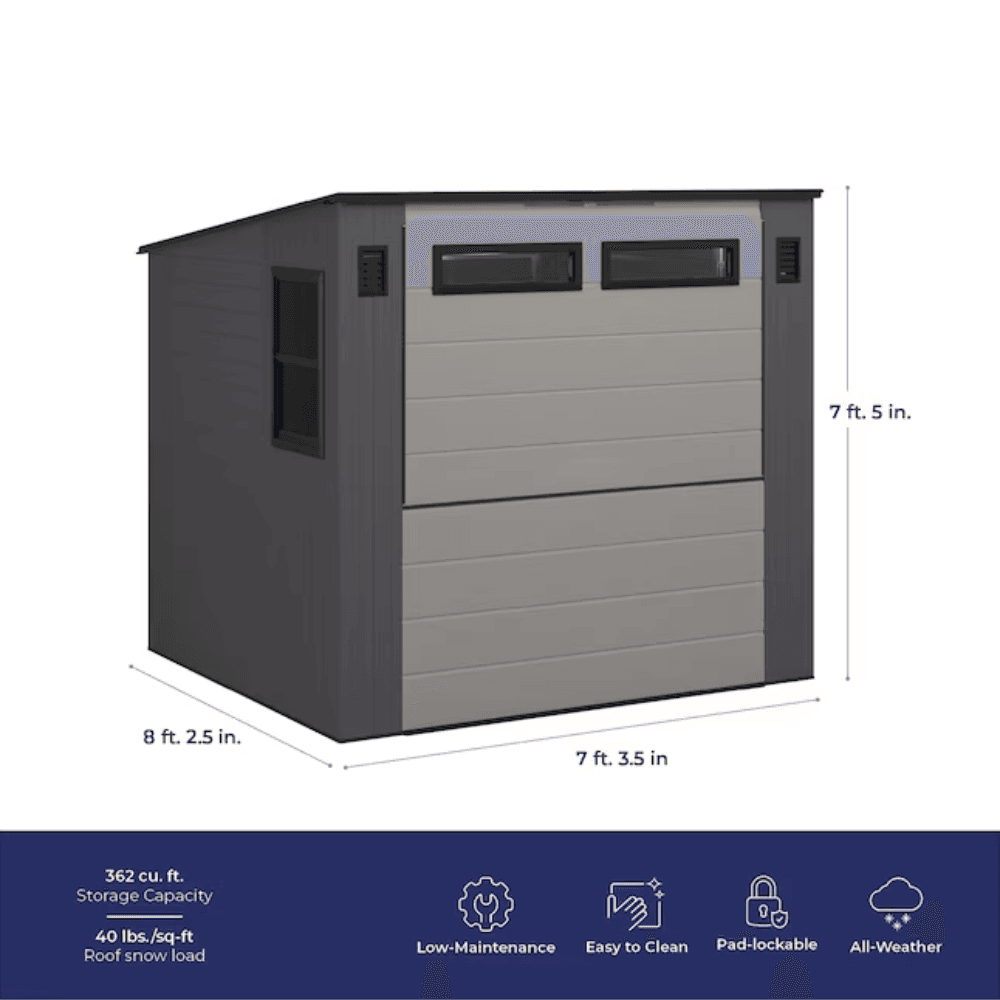 Suncast Cabana Entertainment Shed 8 ft. x 7 ft. Resin Storage Shed (Floor Included) - view 4