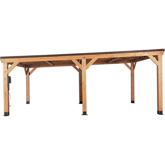 Backyard Discovery Kingsport 20 ft x 20 ft Cedar Wood Carport with Steel Roof