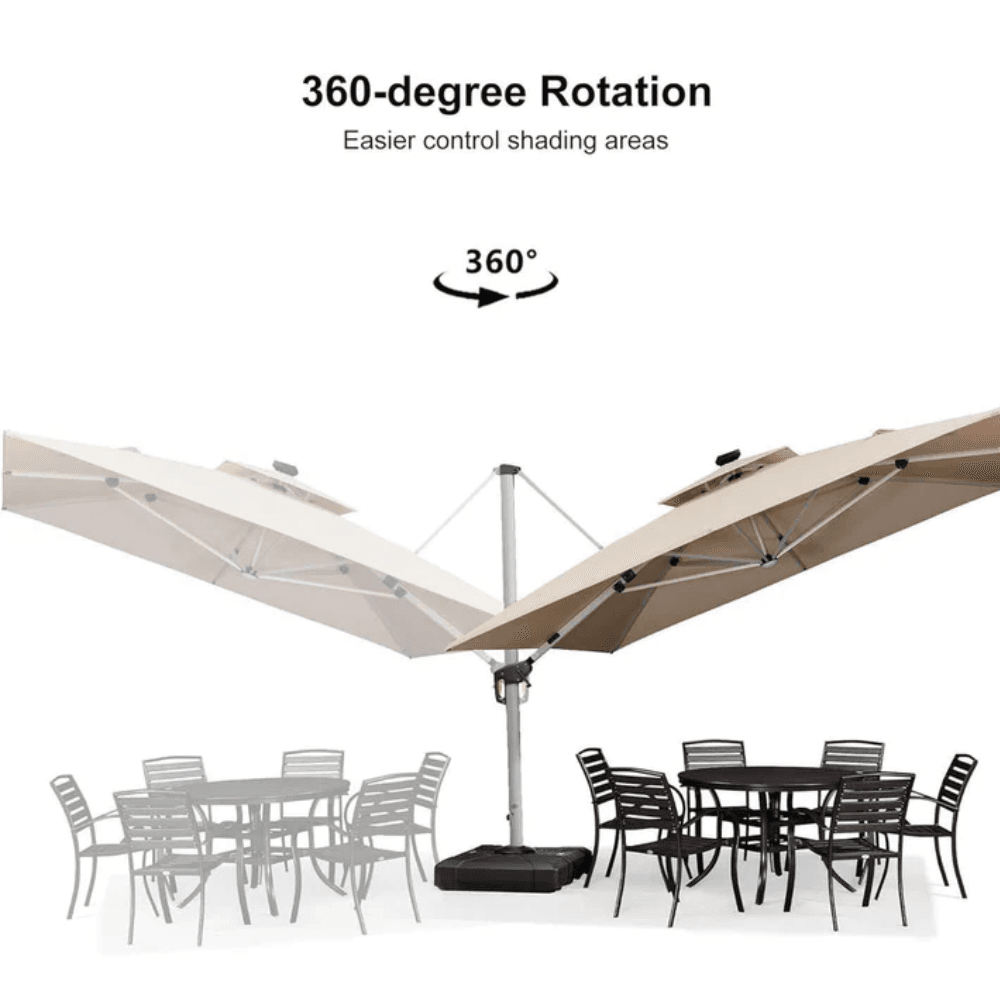 Purple Leaf Double Top Deluxe Solar Powered LED Square Patio Umbrella - view 11