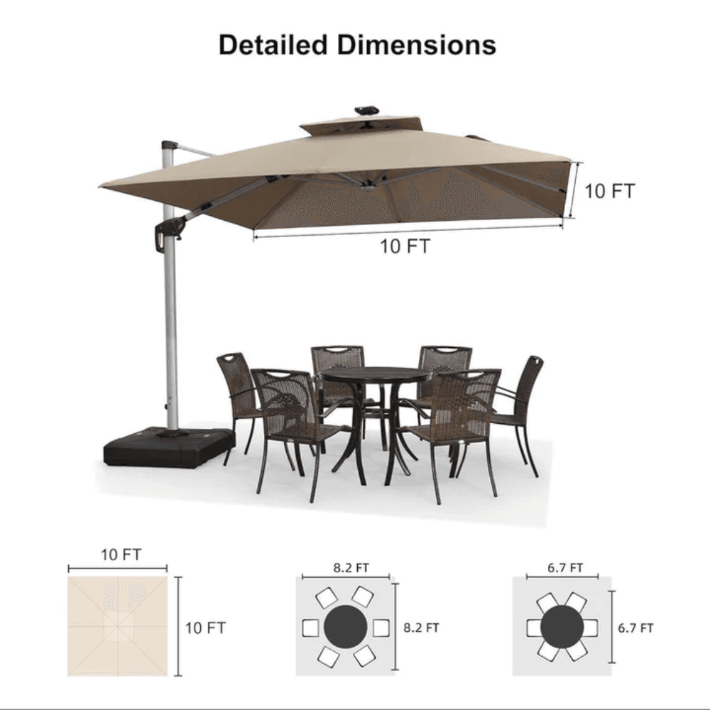 Purple Leaf Double Top Deluxe Solar Powered LED Square Patio Umbrella - view 8