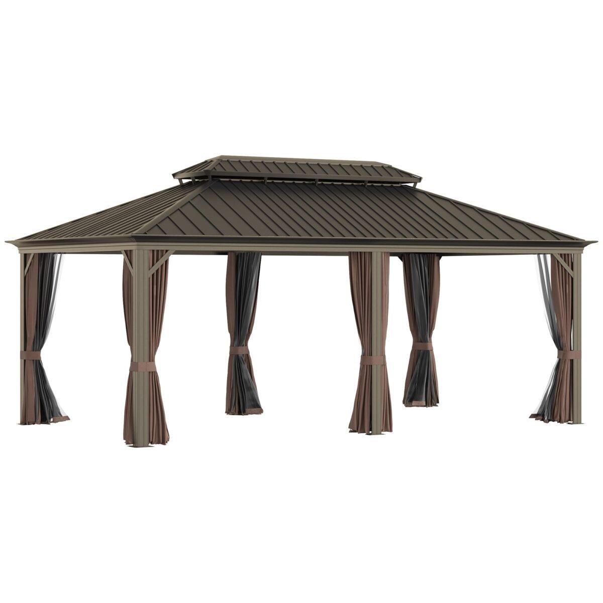 Sunmthink 12x20 ft Hardtop Gazebo with Double Roof