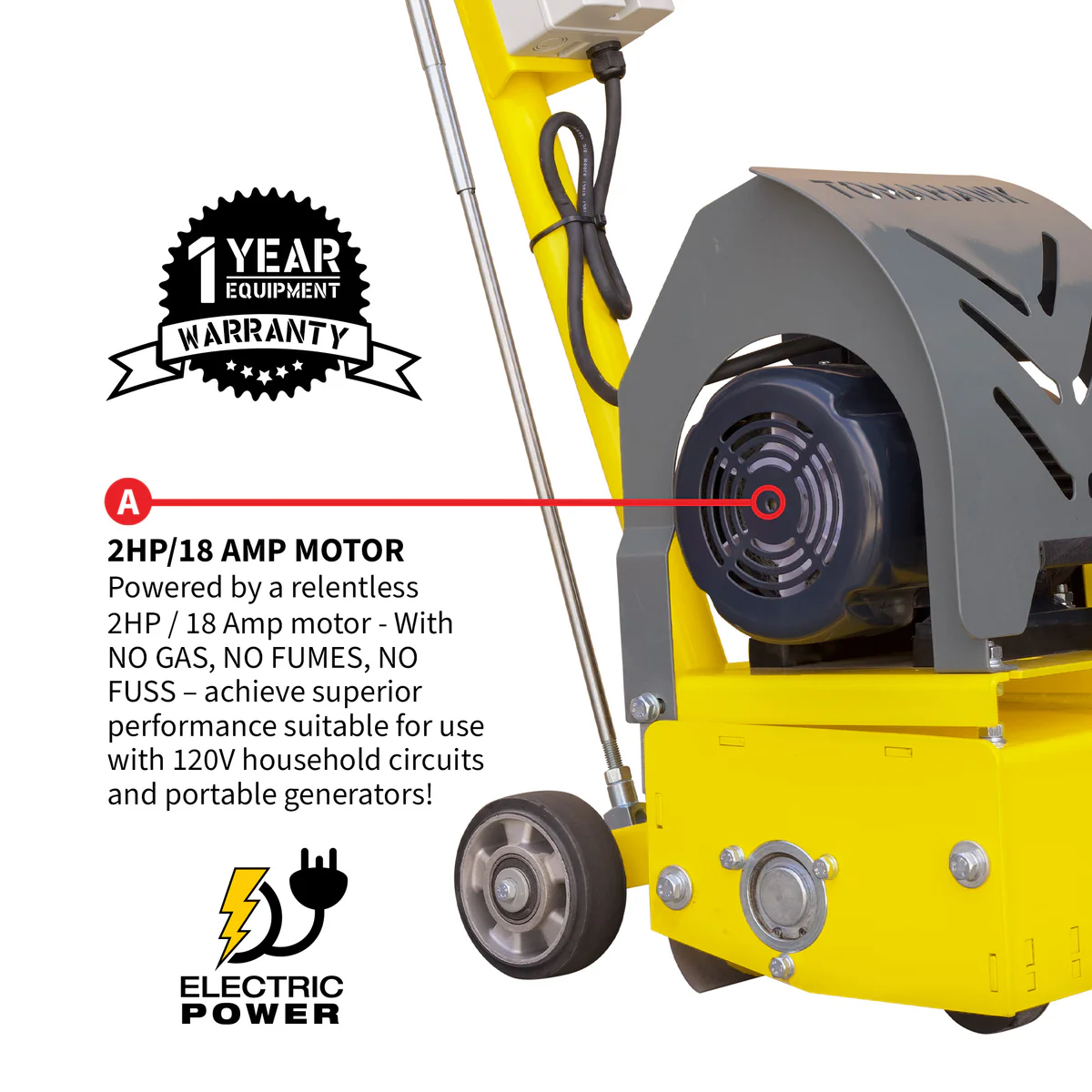 Tomahawk power Tomahawk Electric 8 Concrete Scarifier Planer Grinder for Sidewalk Trip Hazard Repair etscar8 +