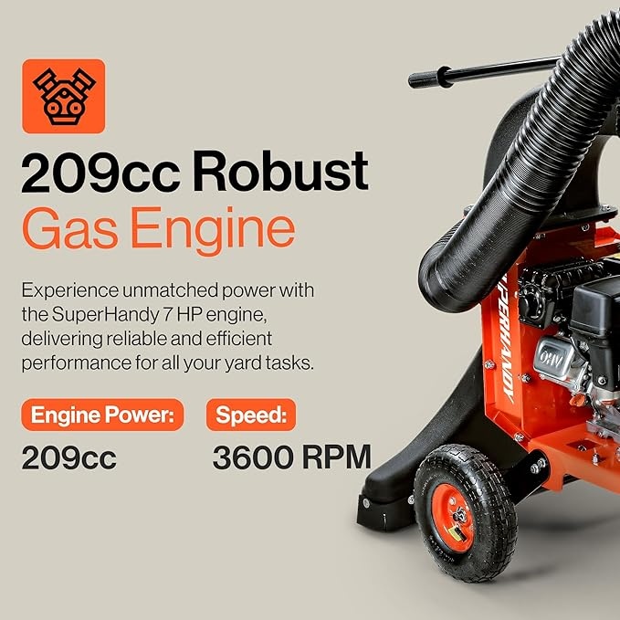 SuperHandy Leaf Vacuum & Wood Chipper - 7 HP 209cc Gas Engine - view 4