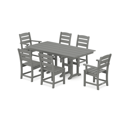 Polywood Lakeside 7-Piece Farmhouse Dining Set - Slate Grey