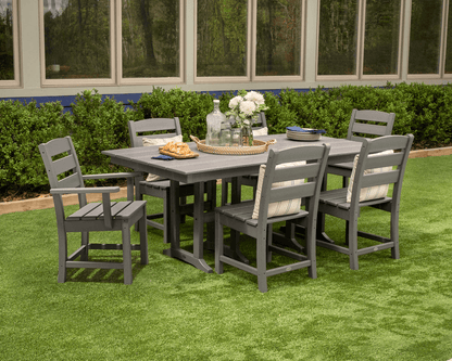 Polywood Lakeside 7-Piece Farmhouse Dining Set - Slate Grey - view 3