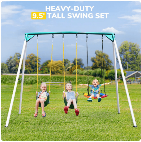 9.5 ft Heavy-Duty Outdoor Porch Swing Set - Play Equipment