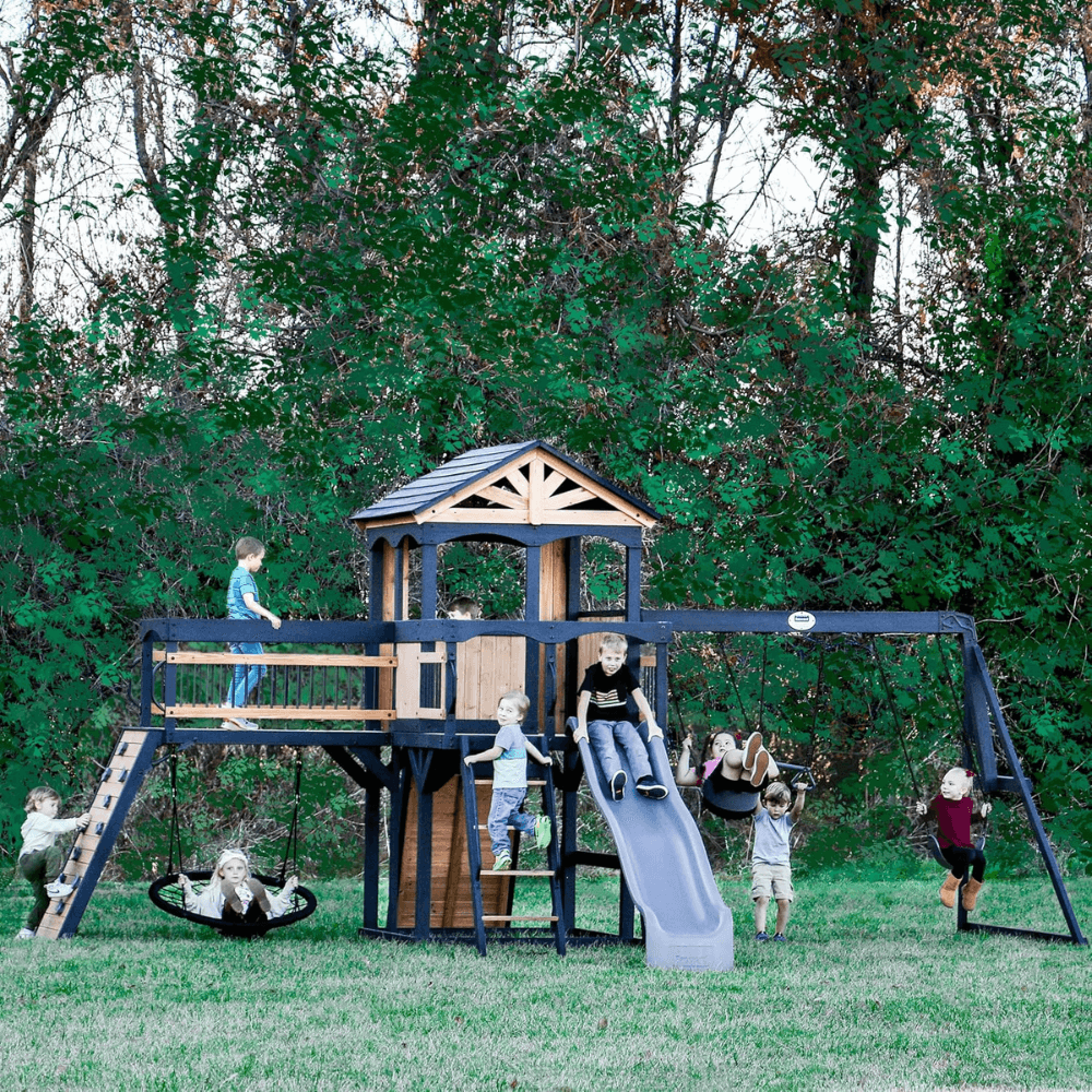 Timber Crossing Swing Set - Adventure Meets Stunning Design - view 5