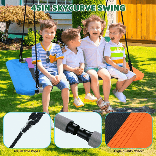 9.5 ft Heavy Duty Metal Swing Set with Belt Swing, Trapeze Bar