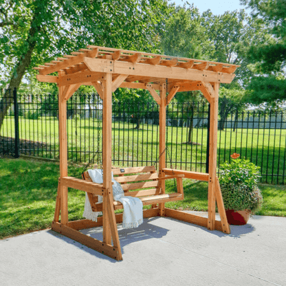 Backyard Discovery Callahan Cedar Wood Outdoor Pergola Swing Bench - view 6